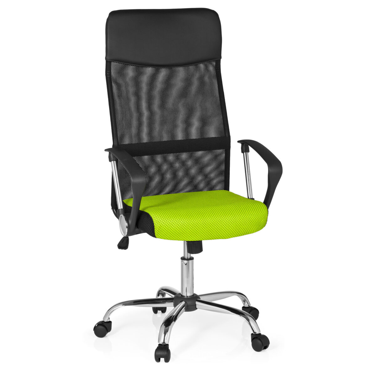 Fotoliu Birou F-63 Black+Green Descoperă fotoliul de birou F-63 Black+Green, ideal pentru birouri moderne. Tapițat cu plasă acrilică, oferă ventilație și confort. Mecanismul Tilt permite ajustarea înălțimii și balansare. Stabilitate garantată cu baza metalică cromată. Suportă până la 120 kg.
