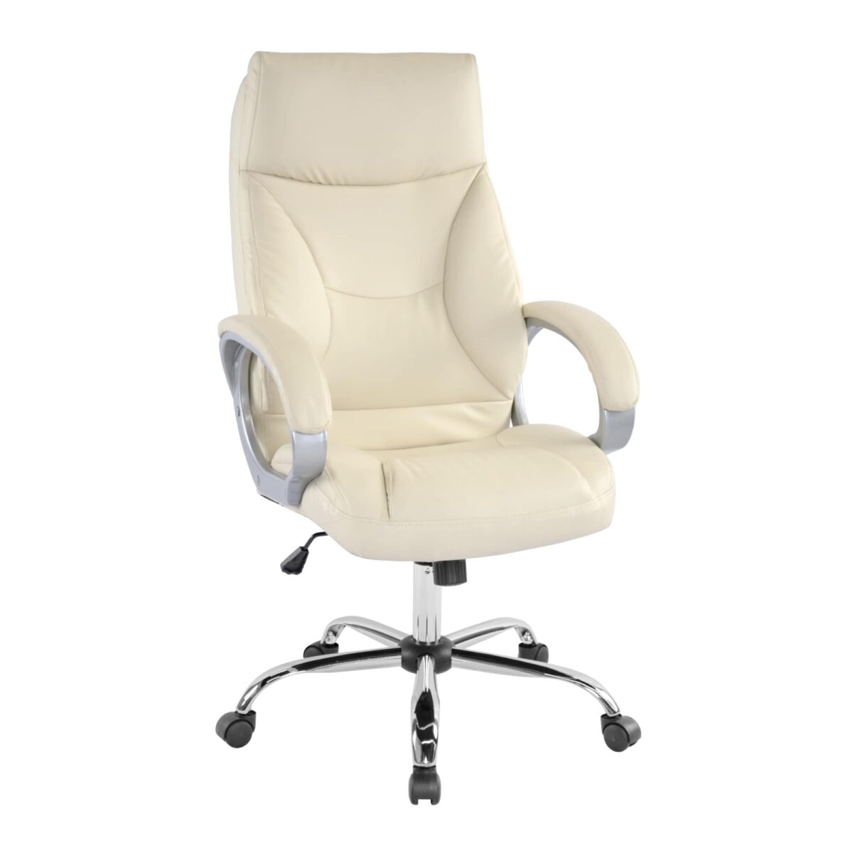 Fotoliu Birou BX-0055 Beige Descoperă confortul oferit de fotoliul de birou BX-0055 în nuanță bej. Cu un design modern, picioare din metal cromat și tapițat cu piele eco, acest scaun birou se adaptează perfect nevoilor tale. Înălțime ajustabilă, mecanism Tilt și confort sporit. Alege calitatea!