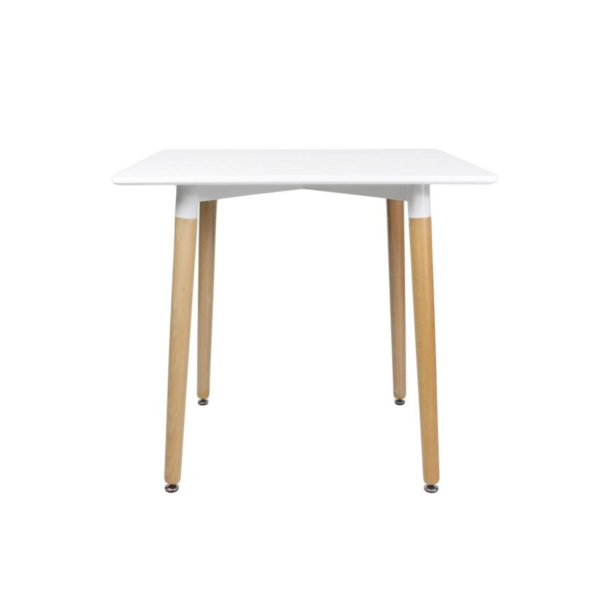 Table DT-02 White 80×80 Discover the DT-02 White table 80x80, ideal for your kitchen. With a simple and elegant design, the MDF top and wooden and metal legs provide an aesthetically pleasing look. Perfect for any corner of the kitchen, it adds comfort and style to your space.
