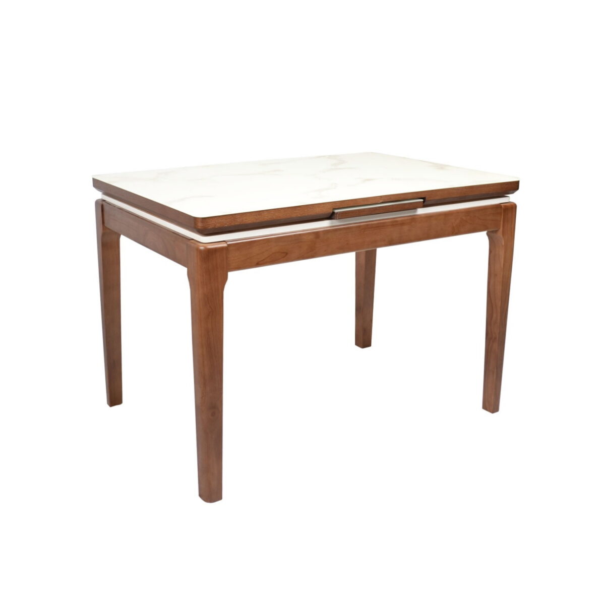Extendable Table D-80-1 Discover the D-80-1 Extendable Table, perfect for your kitchen! With a modern design, made of painted wood and featuring a glossy glass surface, this table is easily adjustable for 4-6 people. Perfection and versatility for any occasion!