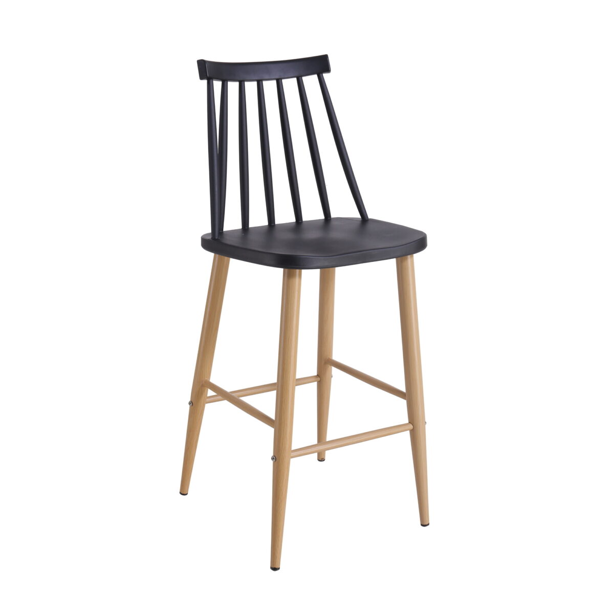 Scaun bar JACK~Black+Transprint Legs Descoperă scaunul bar JACK Black+Transprint Legs, perfect pentru bucătăriile moderne sau zonele de luat masa. Cu un design minimalist și picioare cu efect de lemn natural, acest scaun înalt combină stilul scandinav cu confortul. Ideal pentru interior eleganței și rafinamentului!