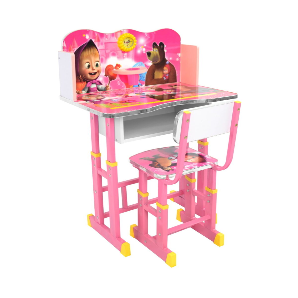 Children’s Desk Set Da-30 Masha Discover the DA-30 Masha Kids Desk Set! Brightly colored table and chair, perfect for a child's room, inspired by the Masha cartoon. Height adjustable, floor protection, and provides storage space. Assembly required. Perfect for learning!