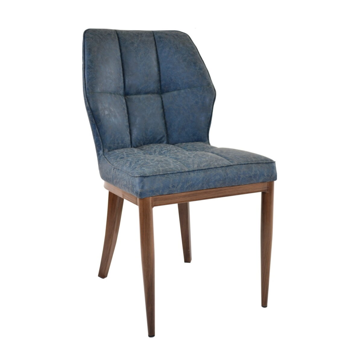 Chair Y-3001 Blue Discover the Y-3001 Blue Chair, a modern piece of furniture ideal for the kitchen and dining room. With an elegant and comfortable design, this upholstered chair made of eco-leather features a sturdy frame and metal legs, protecting the floor. Also available in other colors!