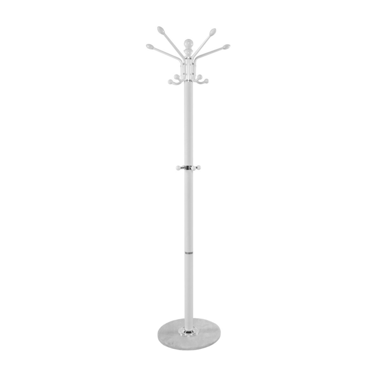Cuier Gh-8024 White Descoperiți cuierul GH-8024 alb, perfect pentru birou sau living, cu un design modern și elegant. Acesta dispune de 14 agățători și o bază rotundă din marmură. Ideal pentru spații publice și private, este combinația perfectă între utilitate și stil.