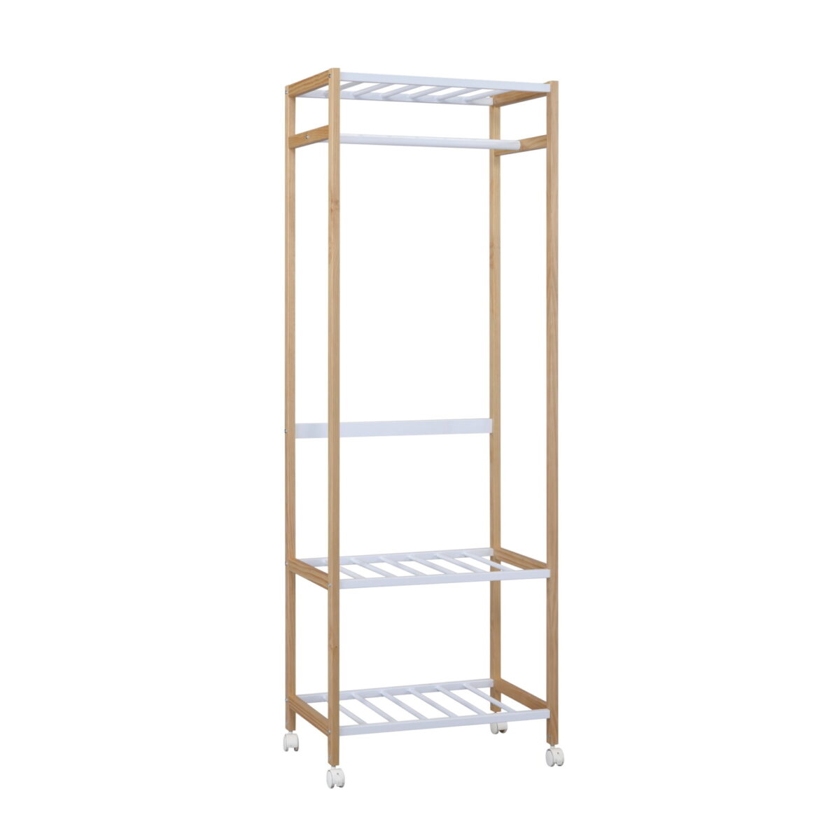 Garment Rack Support Gc5400 White Discover the Gc5400 White Coat Rack Stand, ideal for office and living room furniture. With a wooden frame and tubular metal, this stand offers durability and style. The mobile wheels and brake make it easy to use. Perfect dimensions: 60x38x170 cm. Add an extra touch of elegance and functionality to your space!