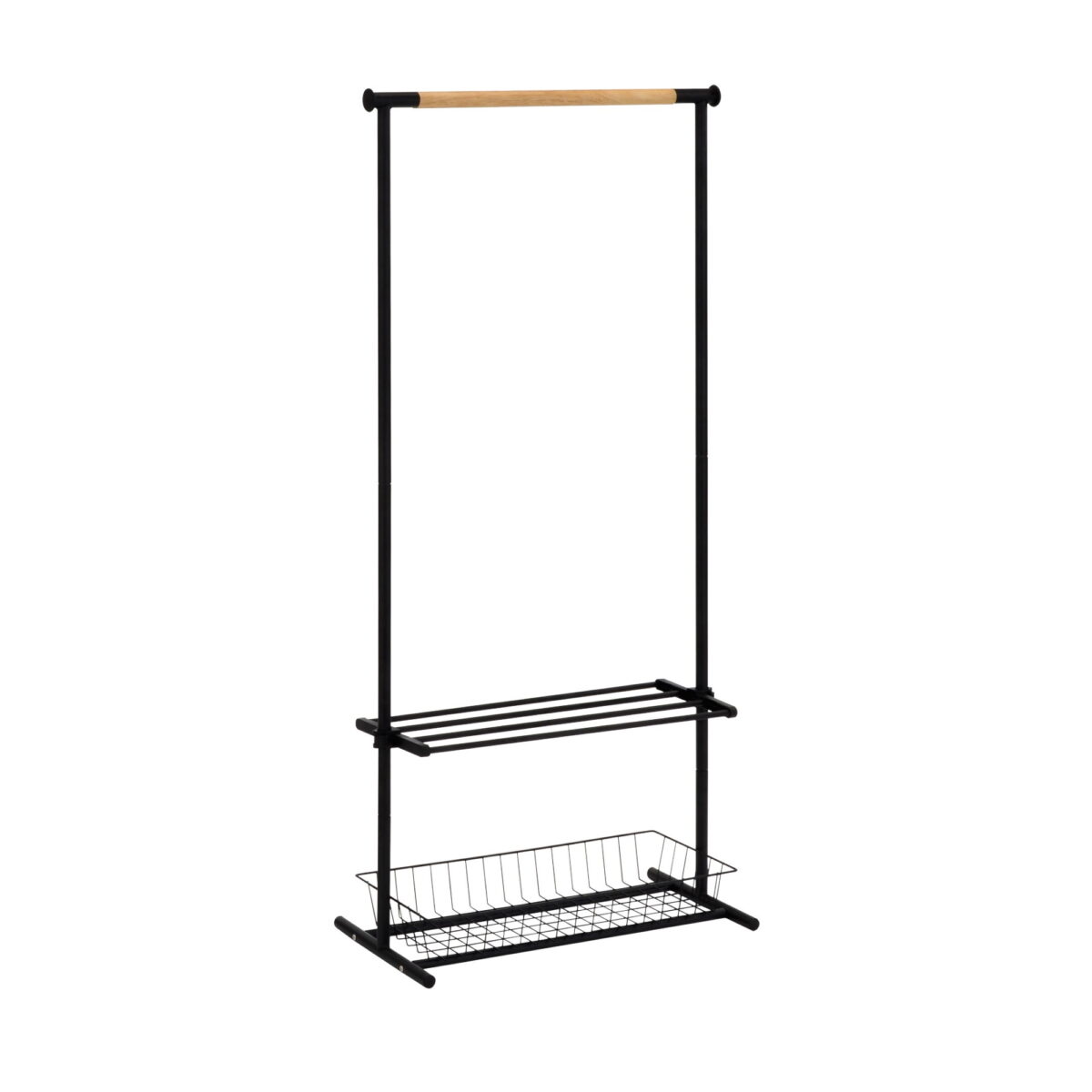 Suport Umerașe Gc4902 Black Descoperiți Suportul Umerașe Gc4902 Black, perfect pentru organizarea hainelor în birou sau living. Cu cadru din metal tubular și detalii din lemn, acesta are o poliță ajustabilă pe înălțime pentru un plus de versatilitate. Dimensiuni: 80 cm lungime, 36 cm adâncime, 160 cm înălțime.