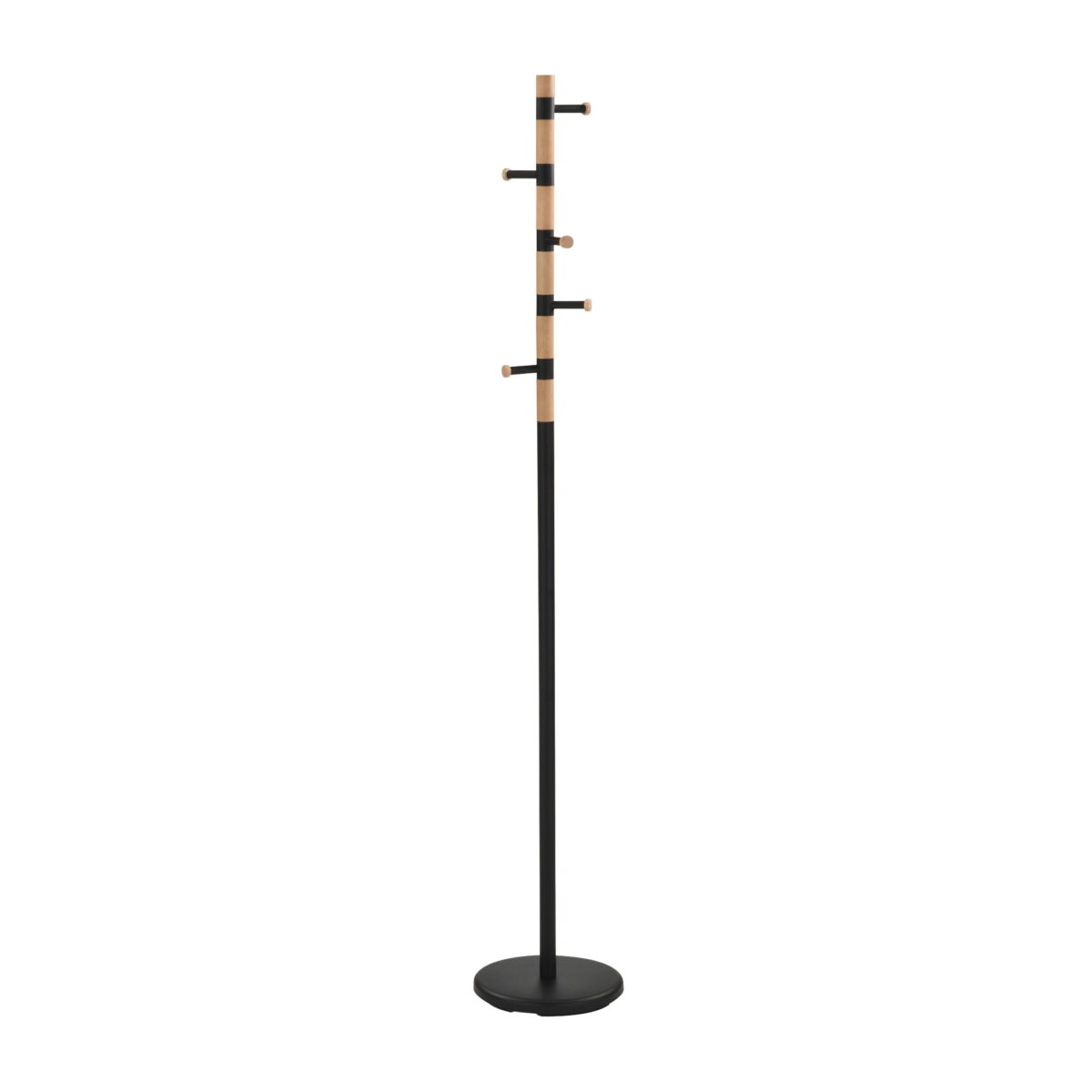 Cuier Gc4850 Black Descoperiți cuierul Gc4850 Black, perfect pentru birou sau living! Fabricat din metal vopsit și lemn, cu 5 agățători și o bază robustă, este ideal pentru spații publice și private. Înălțime de 178 cm și diametru de 28 cm. Adăugați stil și funcționalitate!