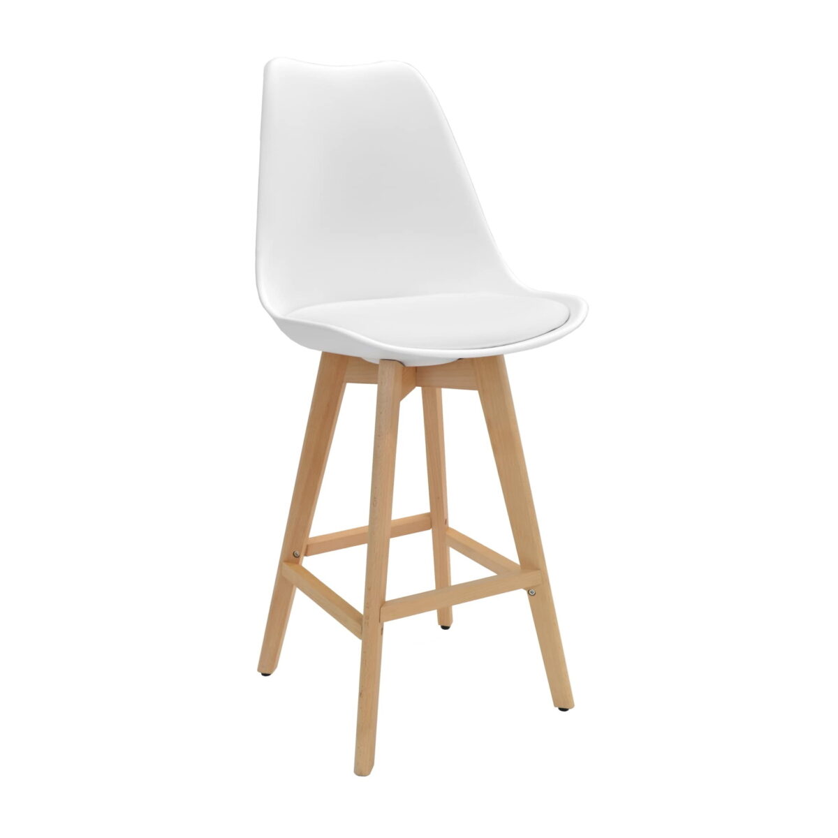 Scaun Jerry bar~White Descoperă scaunul Jerry bar White, perfect pentru baruri și bucătării moderne! Fabricat din lemn-fag și tapițat cu piele eco, oferă confort și stil. Dimensiuni de 108 cm înălțime și capacitate de 120 Kg. Alege acum pentru un plus de eleganță!