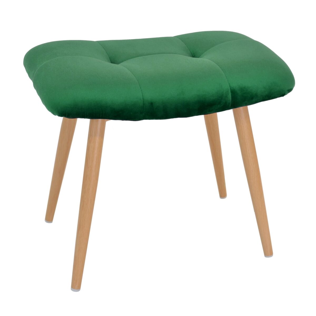 Taburet TRIO Green Descoperiți Taburetul TRIO Green, perfect pentru orice încăpere! Construit din placaj și spumă poliuretanică, cu picioare din metal vopsit în imitație lemn, acest taburet elegant se îmbină perfect cu canapele și fotolii. Dimensiuni ideale: 52 cm lățime, 35 cm adâncime, 44 cm înălțime.