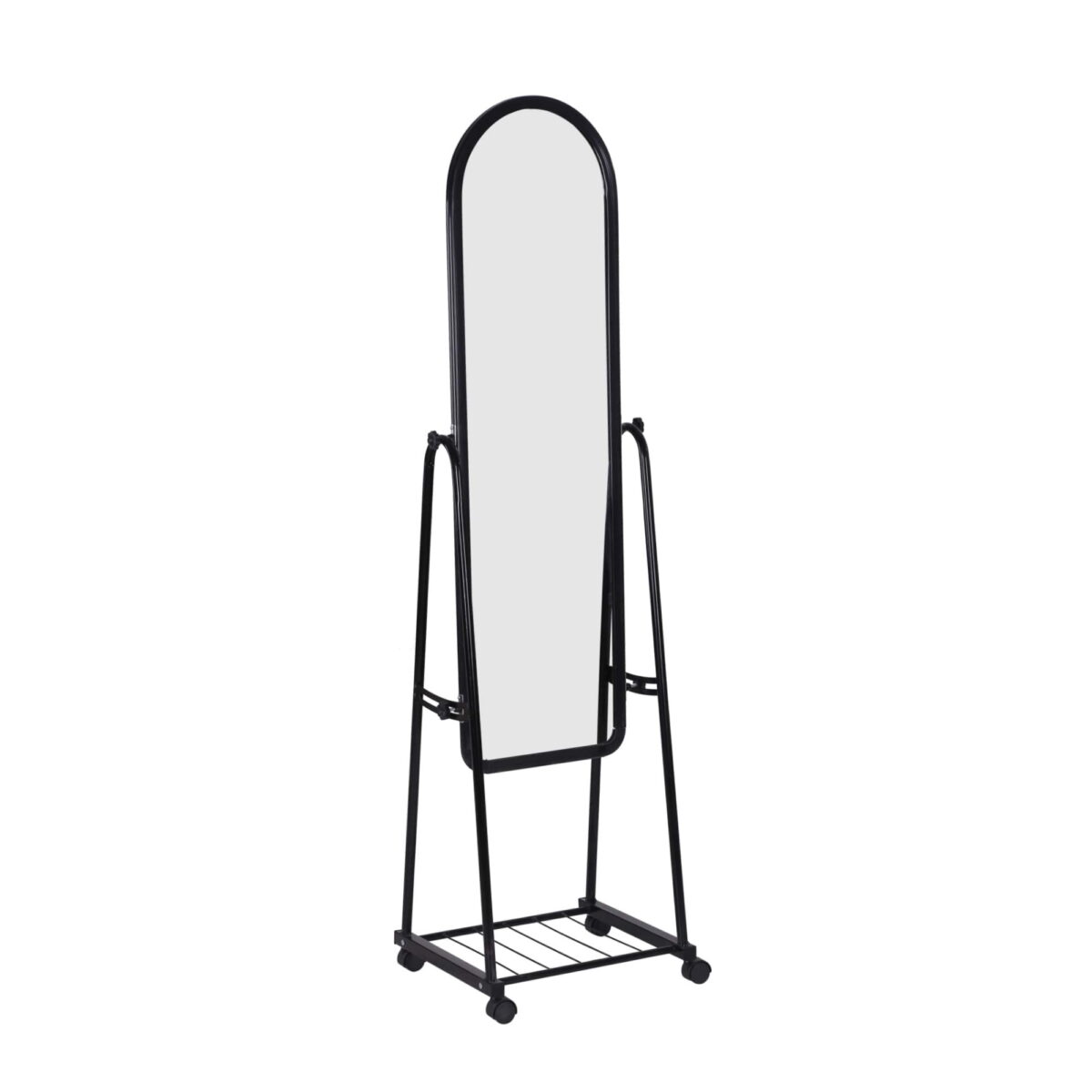 Mirror B-01 Black The B-01 Black mirror is perfect for your office or living room. With a plastic frame and a powder-coated metal stand, it adds elegance to any space. Dimensions: 161 x 44 cm. Choose this modern mirror now!