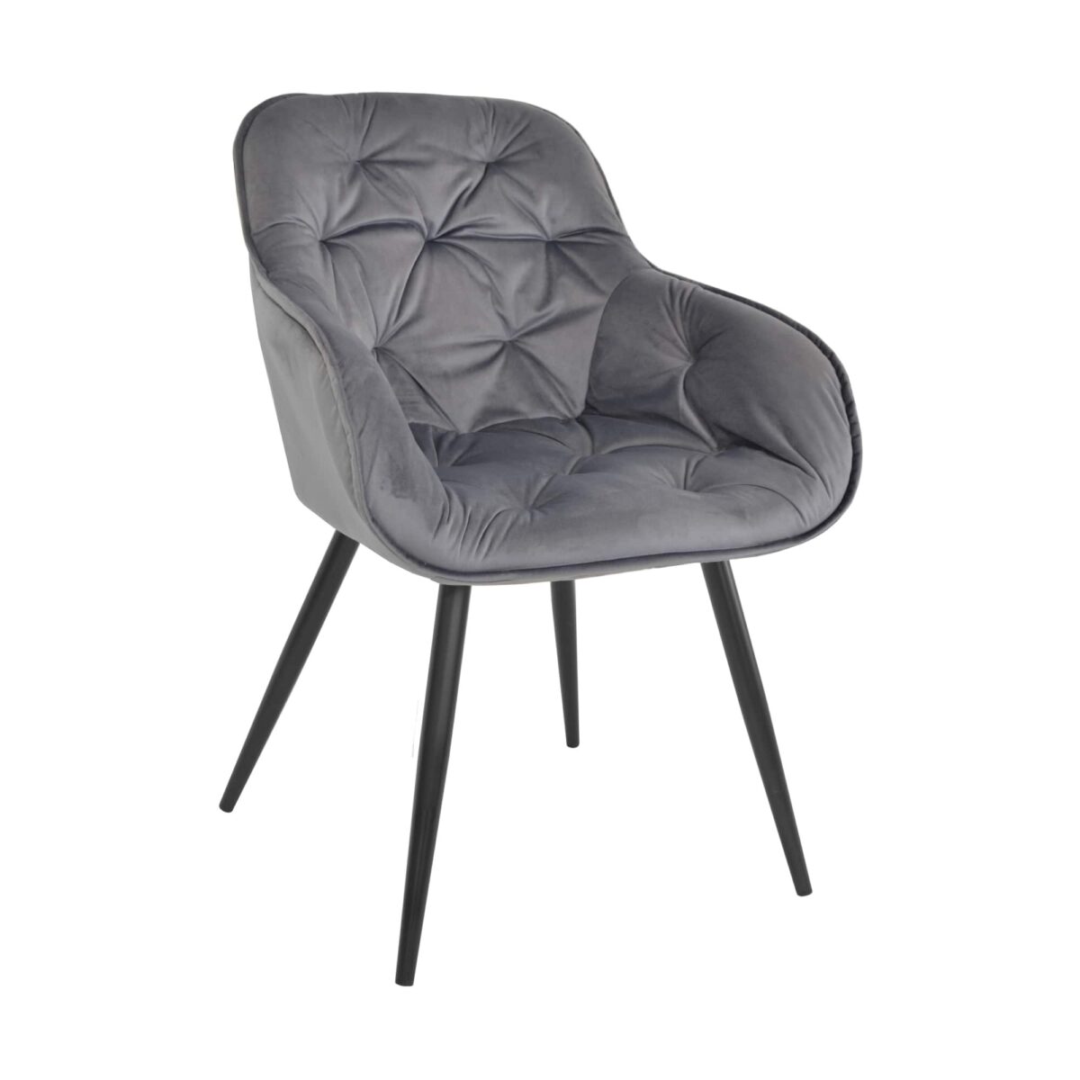 Scaun Daisy Dark Grey Descoperă scaunul Daisy Dark Grey, o alegere perfectă pentru bucătăria ta! Acest scaun elegant combină confortul cu un design modern, având un șezut din velvet și picioare din metal rezistent. Transforma-ți interiorul cu stil! Disponibil și în alte culori.