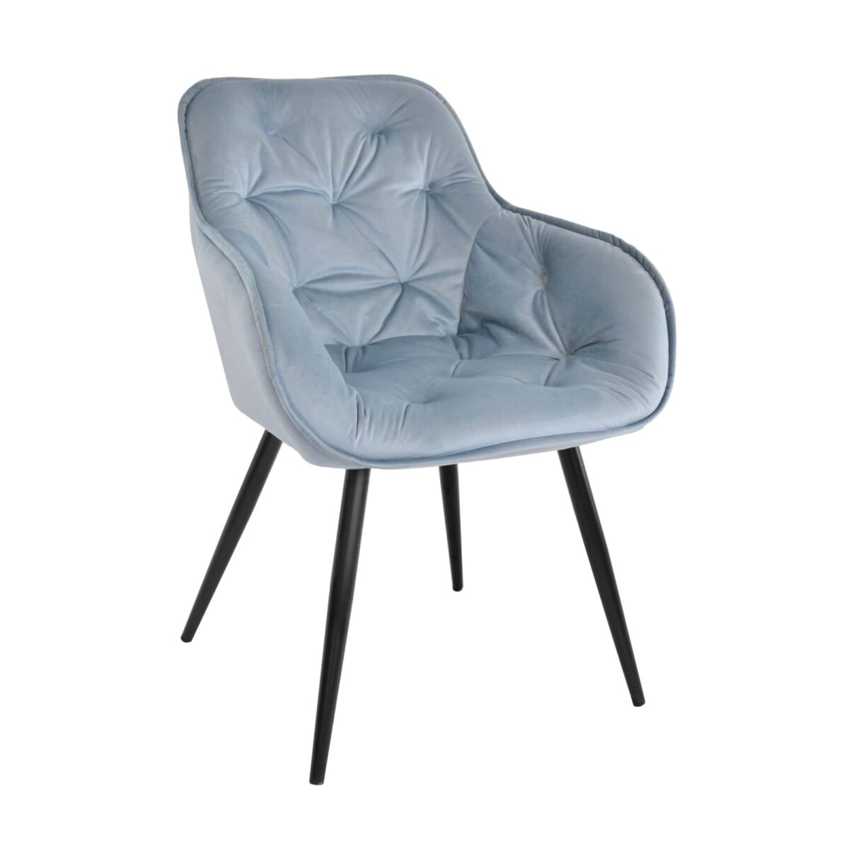 Стул Daisy Light Blue Стул Daisy Light Blue — идеальный выбор для вашей кухни! Комфортное бархатное сиденье, прочный металлический каркас и изящный дизайн сделают ваш интерьер стильным. Доступен также в сером, розовом и бежевом цветах. Преобразите кухню с Daisy!