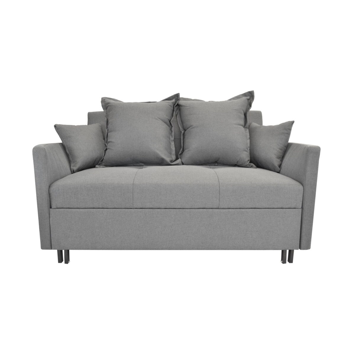 Canapea Extensibilă Fm-37-2 Dark-Grey Descoperă Canapeaua Extensibilă FM-37-2 Dark-Grey, ideală pentru livingul tău. Se transformă ușor într-un pat pentru două persoane, având un cadru robust din metal și lemn. Include 4 perne decorative cu huse detașabile. Design modern și confortabil!