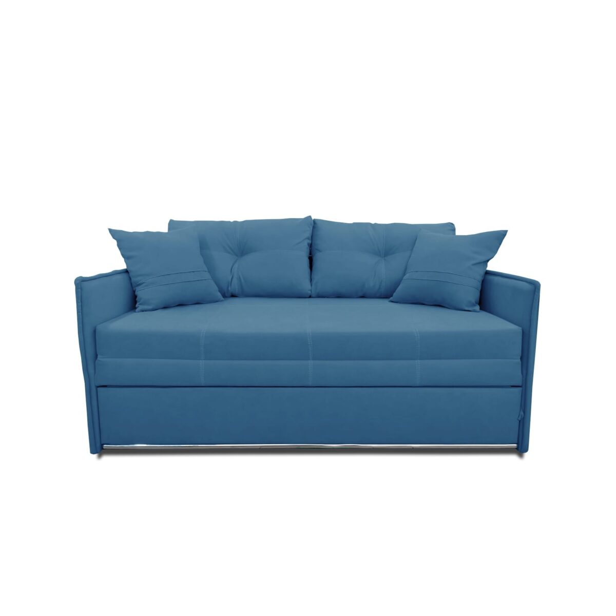 Orion 1600 Blue Extendable Sofa Discover the Orion 1600 Blue Extendable Sofa, perfect for your living room! With its elegant design, decorative cushions, and storage box, this sofa offers both comfort and style. It easily transforms into a comfortable bed measuring 160 x 190 cm. Choose comfort and functionality!