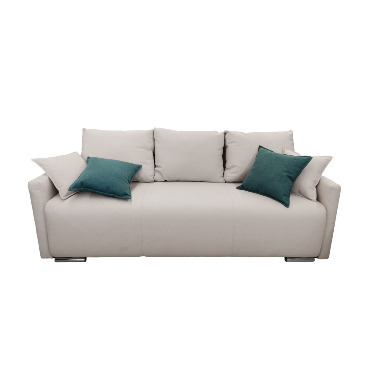 Ostin Beige Extendable Sofa Discover the Ostin extendable sofa in beige, perfect for a modern interior. With a sleeping area of 155x200 cm and a quick transformation mechanism, it offers comfort and style. Ideal for families, it comes with a storage compartment and sophisticated design.