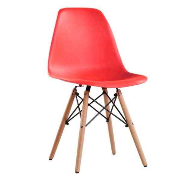 Scaun Eames A-37~Red Descoperă Scaunul Eames A-37 Red, un scaun modern și practic ideal pentru bucătărie. Cu o structură metalică rezistentă și picioare din lemn, acest scaun oferă stabilitate și un aspect cald. Ușor de curățat și întreținut, este perfect pentru orice stil de decor!