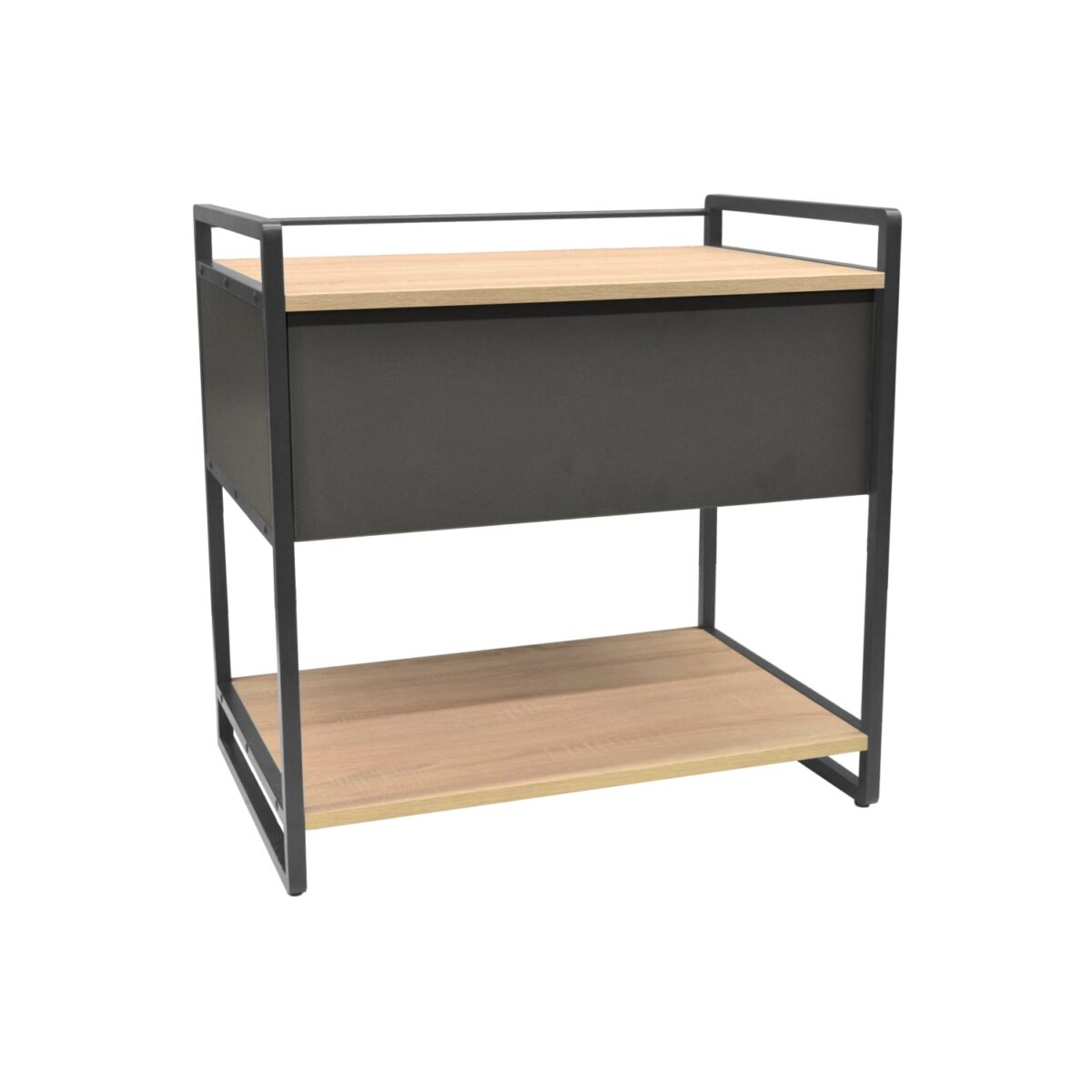 Printer Shelf with Drawer 740*500*740 Discover the printer shelf with a drawer, ideal for the office or home! With dimensions of 740x500x740 mm, made of metal and melamine-coated particle board, this modern and practical shelf perfectly organizes your workspace, featuring a sliding drawer for your supplies.