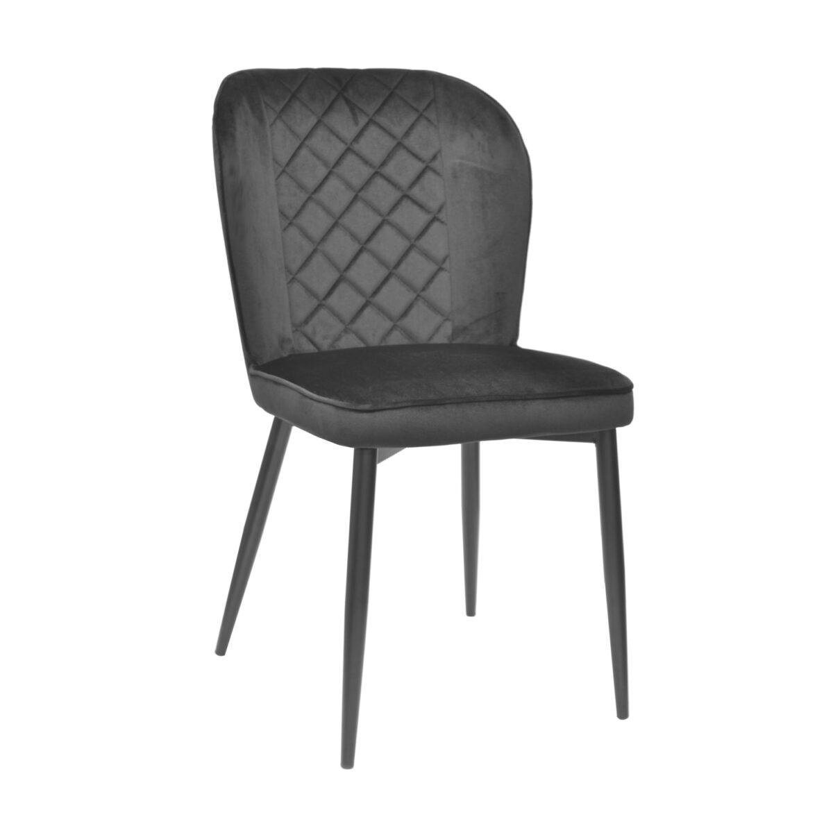 Tusk Velvet Black + Black Legs Chair