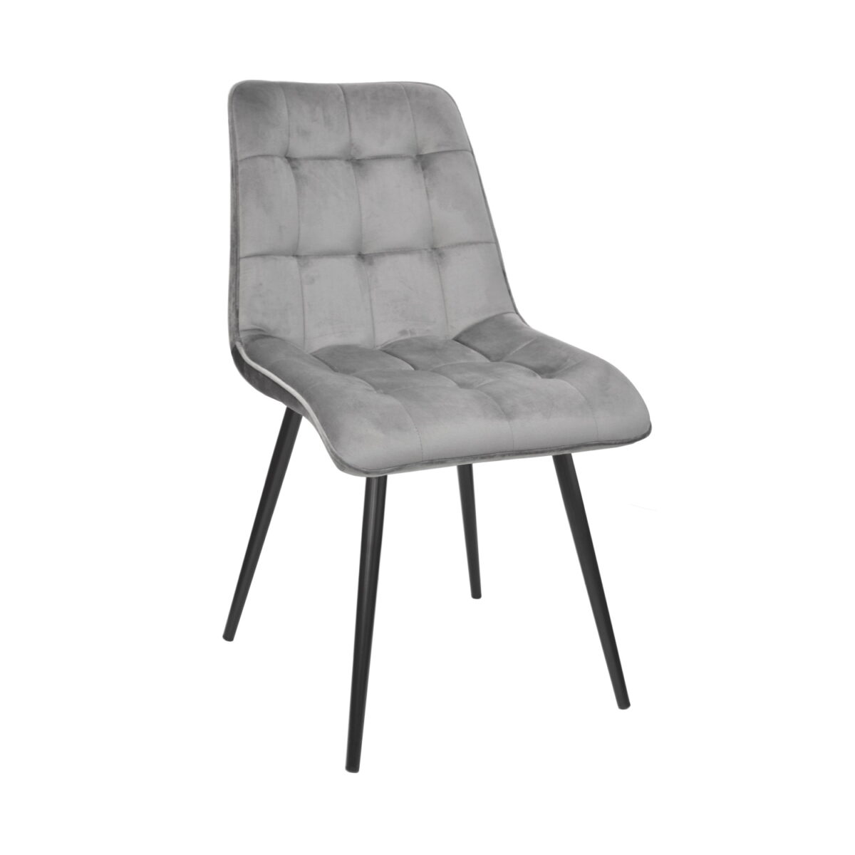 Capella (Hlr22) Velvet Grey + Black Legs Chair