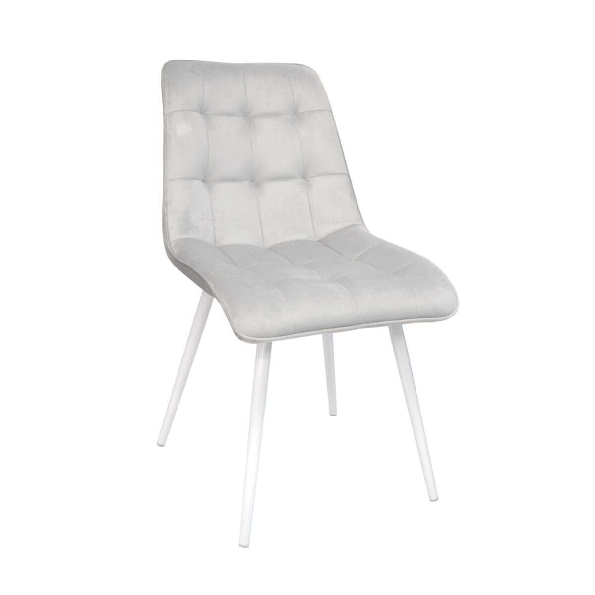 Capella (Hlr14) Velvet Grey + White Legs Chair