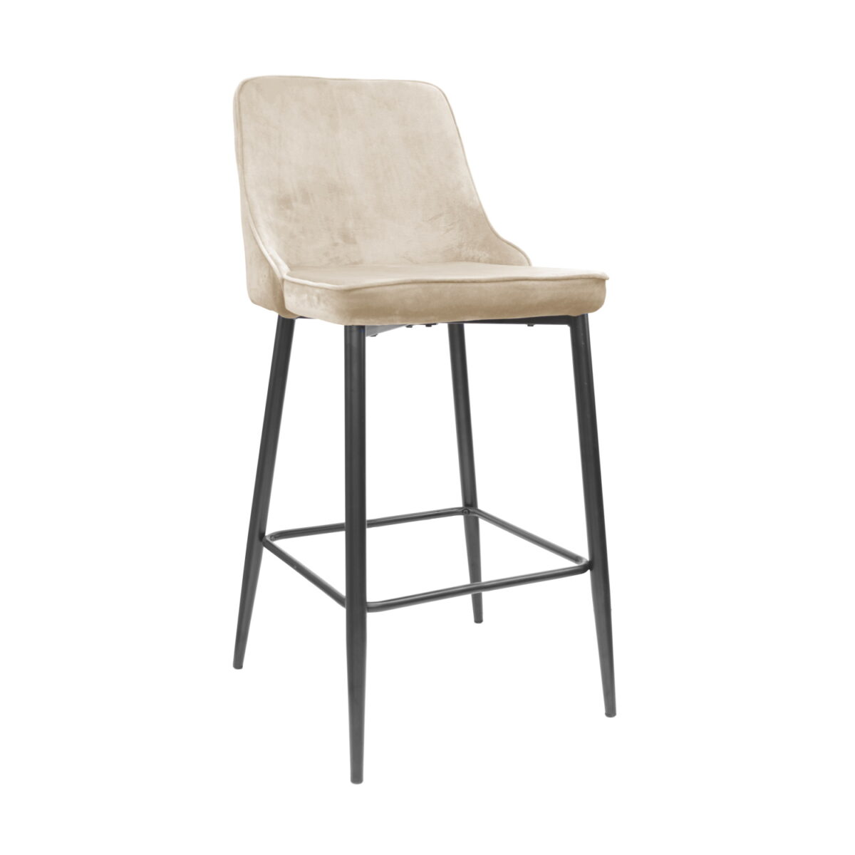 Scaun Bar Clasic Beige+Black Legs Descoperiți scaunul de bar Clasic Beige+Black Legs, ideal pentru o bucătărie modernă! Cu un cadru metalic durabil și tapițerie din catifea moale, acest scaun înălțat oferă confort și stil. Disponibil în mai multe culori, rezistă până la 150 kg. Aduceti un plus de eleganță în spațiul dumneavoastră!