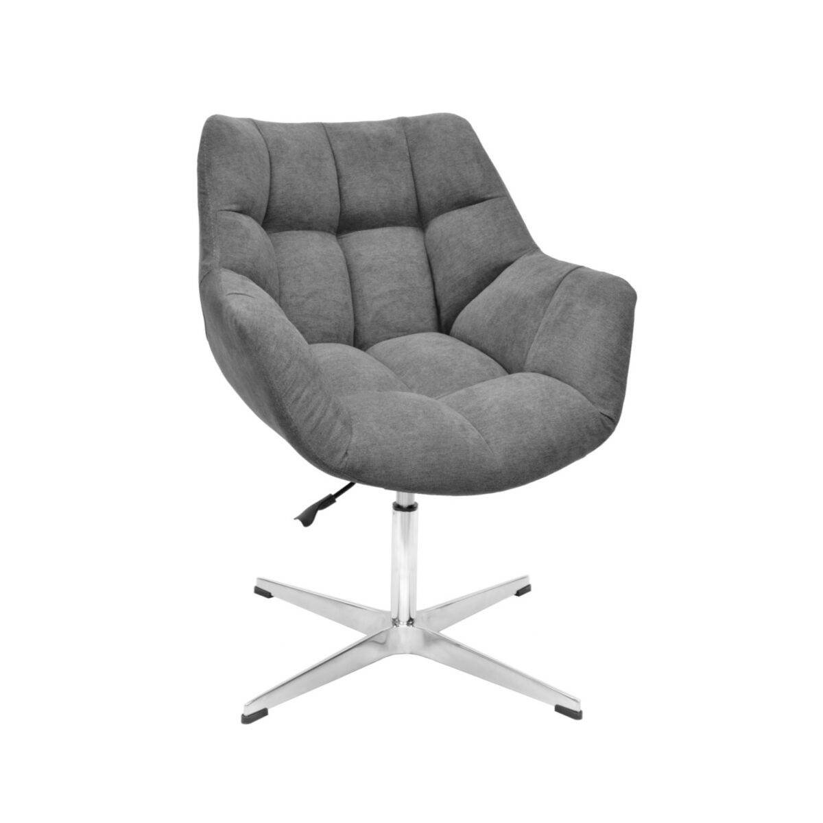 Scaun VENSAN PLUS CROSS~Grey Soro 95 Descoperă confortul și stilul cu scaunul VENSAN PLUS CROSS în nuanță de gri! Ideal pentru bucătării și birouri, acest scaun din placaj și spumă poliuretanică, cu picior metalic cromat, oferă durabilitate și un design modern. Cu mecanism de reglare a înălțimii, se integrează armonios în orice interior.