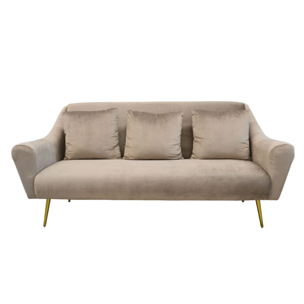 GLORIOUS 3-Seater Sofa Light Brown Discover the GLORIOSA 3 sofa, an elegant piece of furniture that adds a sophisticated touch to any space. With a plywood frame, polyurethane foam filling, and velvet upholstery, this 200 cm sofa offers both comfort and style. Ideal for a living room or an office.