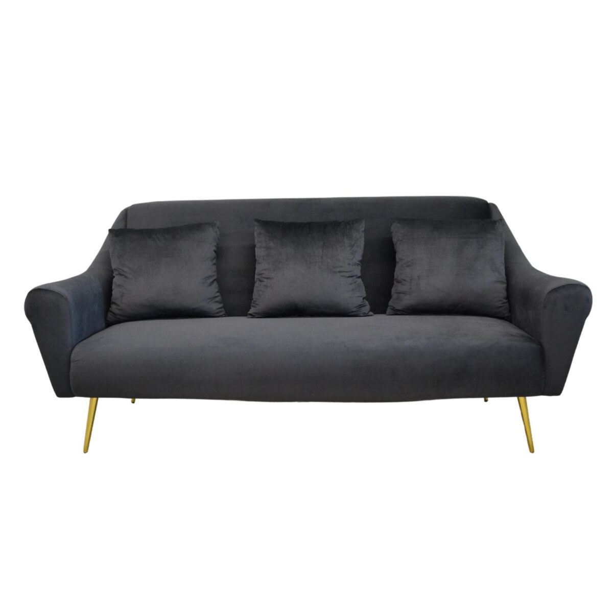 GLORIOUS 3 Sofa Black Discover the GLORIOSA 3 Black sofa, an elegant furniture piece that adds a sophisticated touch to any space. With a refined design, velvet upholstery, and a durable metal frame, it is perfect for your comfort. Ideal for the living room or office!
