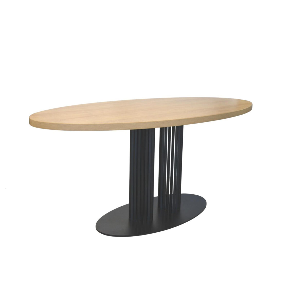 AFINA Elliptical Table 180×90 Discover the AFINA Ellipse table 180x90, an elegant choice for your kitchen! Made from melamine-faced particle board and featuring an oval design, it offers comfort and space for 4-6 people. With rounded edges and a metal frame, it perfectly fits any decor. Order now!