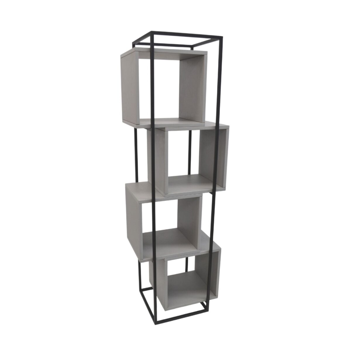 Cubus Grey Shelf Discover the Cubus Grey Shelf, ideal for an office or home. With a sturdy metal structure and 4 open shelves, this shelf offers you effective storage solutions for stationery and supplies. Also available in other shades, it fits perfectly into any decor.