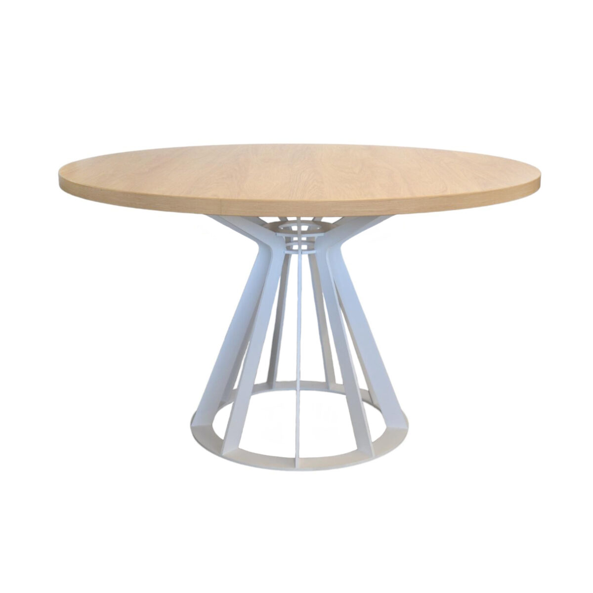 Masă GLORIA PAL White  Ø120 Descoperă masa GLORIA PAL White Ø120, ideală pentru bucătăria ta! Construită din PAL melaminat de 36 mm, cu un cadru metalic elegant, această masă combina stilul modern cu funcționalitatea. Diametru de 120 cm, înălțime standard de 75 cm. Disponibilă și pe comanda, în diverse culori!