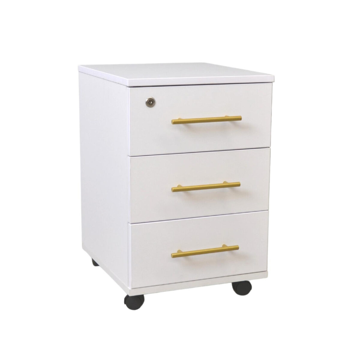 Casetieră Rollbox White/Gold Descoperă Casetiera Rollbox White/Gold, perfectă pentru birou sau dormitor. Cu un design modern, această movilă elegantă are 3 sertare compacte și roți cu frână. Ideală pentru organizare, combină stilul cu funcționalitatea. Adaugă un plus de rafinament spațiului tău!