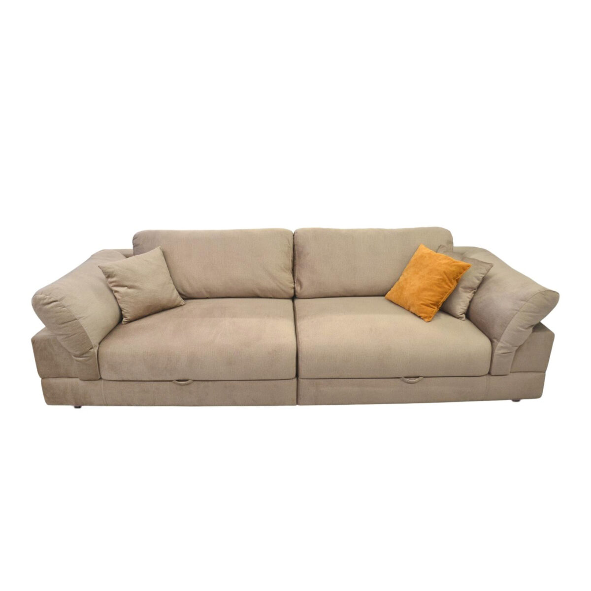 Neapoli Extensible Sofa Discover the Neapoli extendable sofa, elegant and comfortable, in a beige shade, perfect for any interior. It includes 2 large decorative pillows and has a sleeping area of 200x150 cm. Add style to your home!