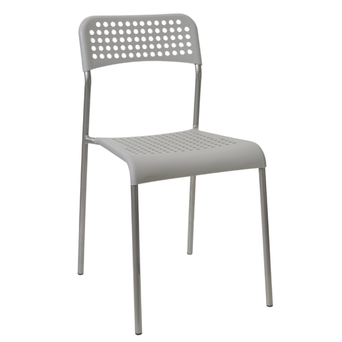 Scaun E-055 Grey Descoperiți scaunul E-055 Grey, perfect pentru mobilier Horeca și utilizare în grădină sau bucătărie. Comod și rezistent, cu picioare din metal și tălpi din silicon, se integrează armonios în orice spațiu. Ideal pentru terase și interior, acest scaun stocabil economisește loc.