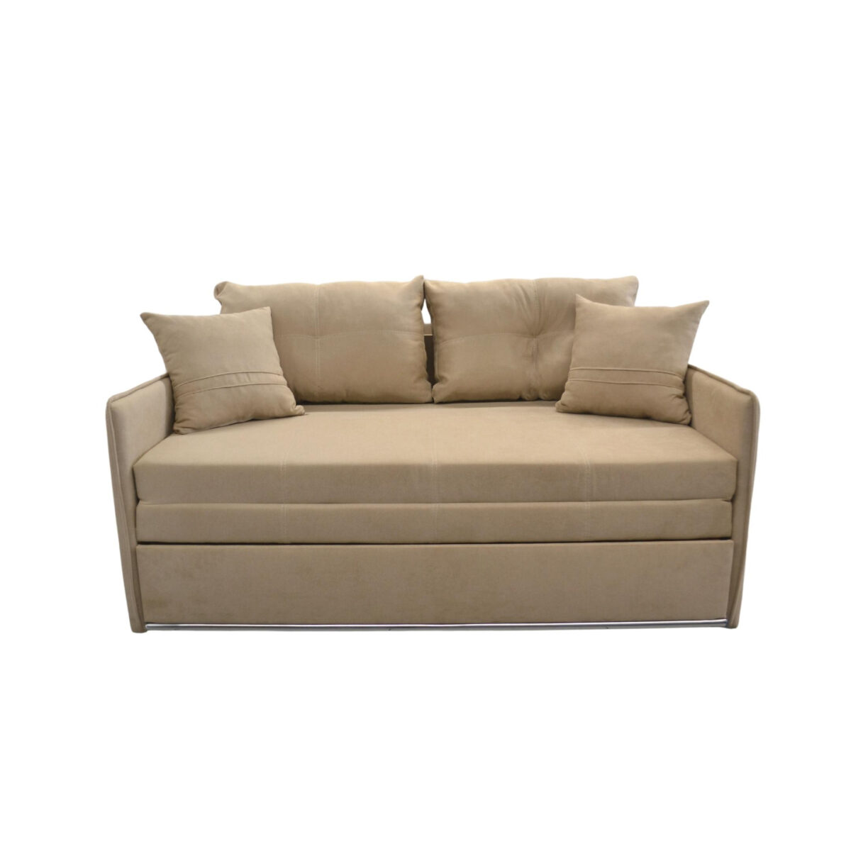 Orion 1600 Beige Extendable Sofa Discover the Orion 1600 Beige extendable sofa, perfect for your living room! With an elegant design and enhanced comfort, it comes with decorative cushions, a storage compartment, and easy transformation into a bed measuring 160x190 cm. Ideal for relaxation!