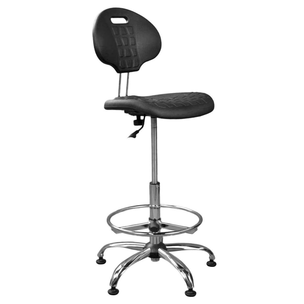 Fotoliu Birou/Recepție LABORANT Gts Ring Base Descoperă fotoliul de birou LABORANT GTS Ring Base, ideal pentru clinici și farmacii. Confortabil și practic, cu înălțime reglabilă și bază cromată, acest scaun compact îți va oferi productivitate maximă în timpul muncii. Disponibil în nuanța neagră.