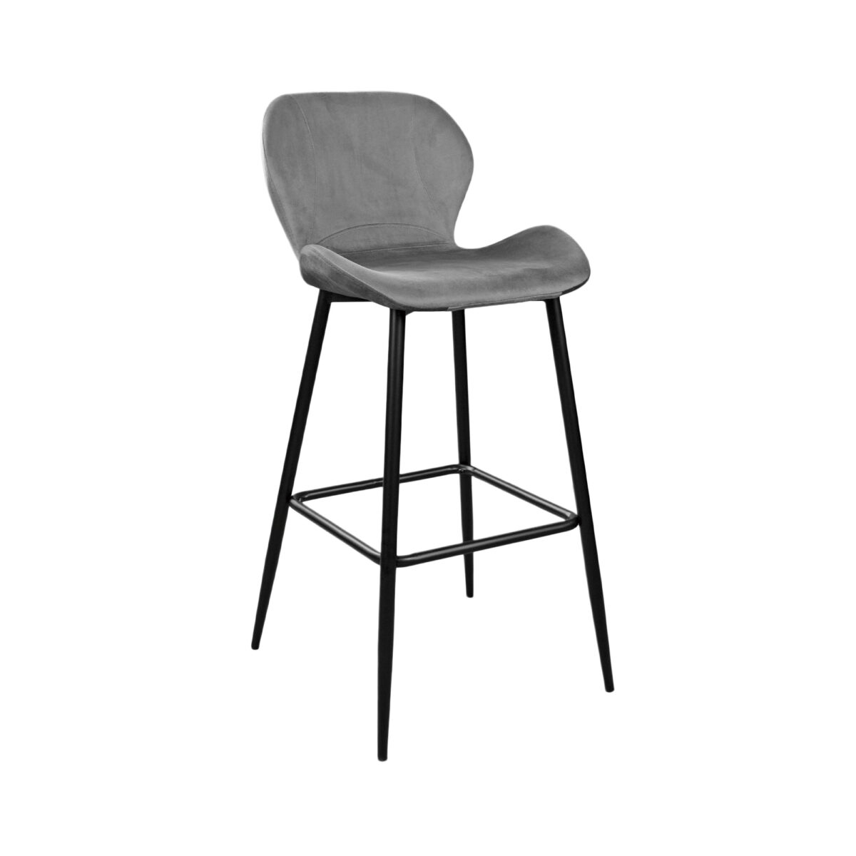 Bar Chair Sb-707 Grey Velvet Discover the SB-707 Bar Stool in gray velvet, perfect for your kitchen! With a painted metal frame, this high stool offers elegance and durability, with a maximum capacity of 150 kg. Ideal for a modern decor! Choose your preferred option in gray fabric or black eco-leather!