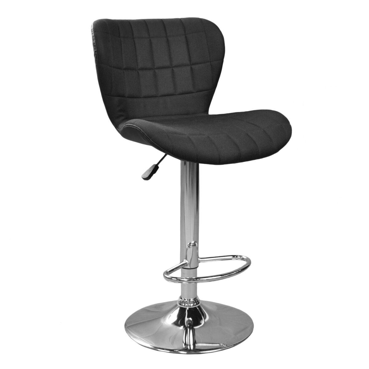 Bar Stool SB-74 Black Discover the SB-74 Black Bar Stool, perfect for any bar or kitchen. Made from chrome-plated steel, with an ergonomic plywood seat upholstered in faux leather, this high chair offers excellent comfort and lumbar support. The round metal base ensures stability and protection against scratches.