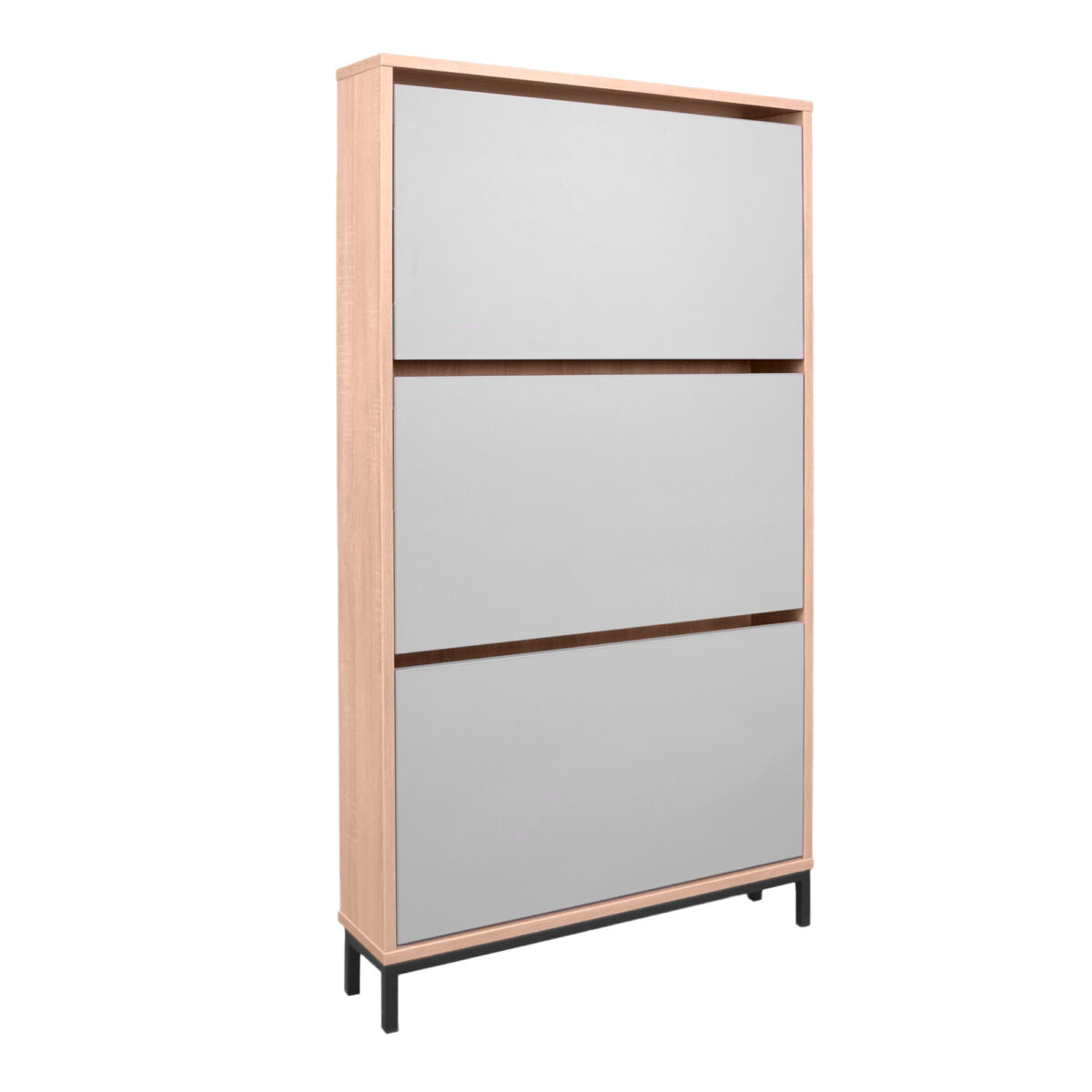 Shoe Cabinet 3 Discover the Shoe Cabinet 3 from Decoprim, perfect for the efficient organization of your footwear. Made from durable melamine chipboard, it offers 3 compartments and hinged doors for easy access. Ideal for hallways or storage rooms. Choose functional furniture that saves space!