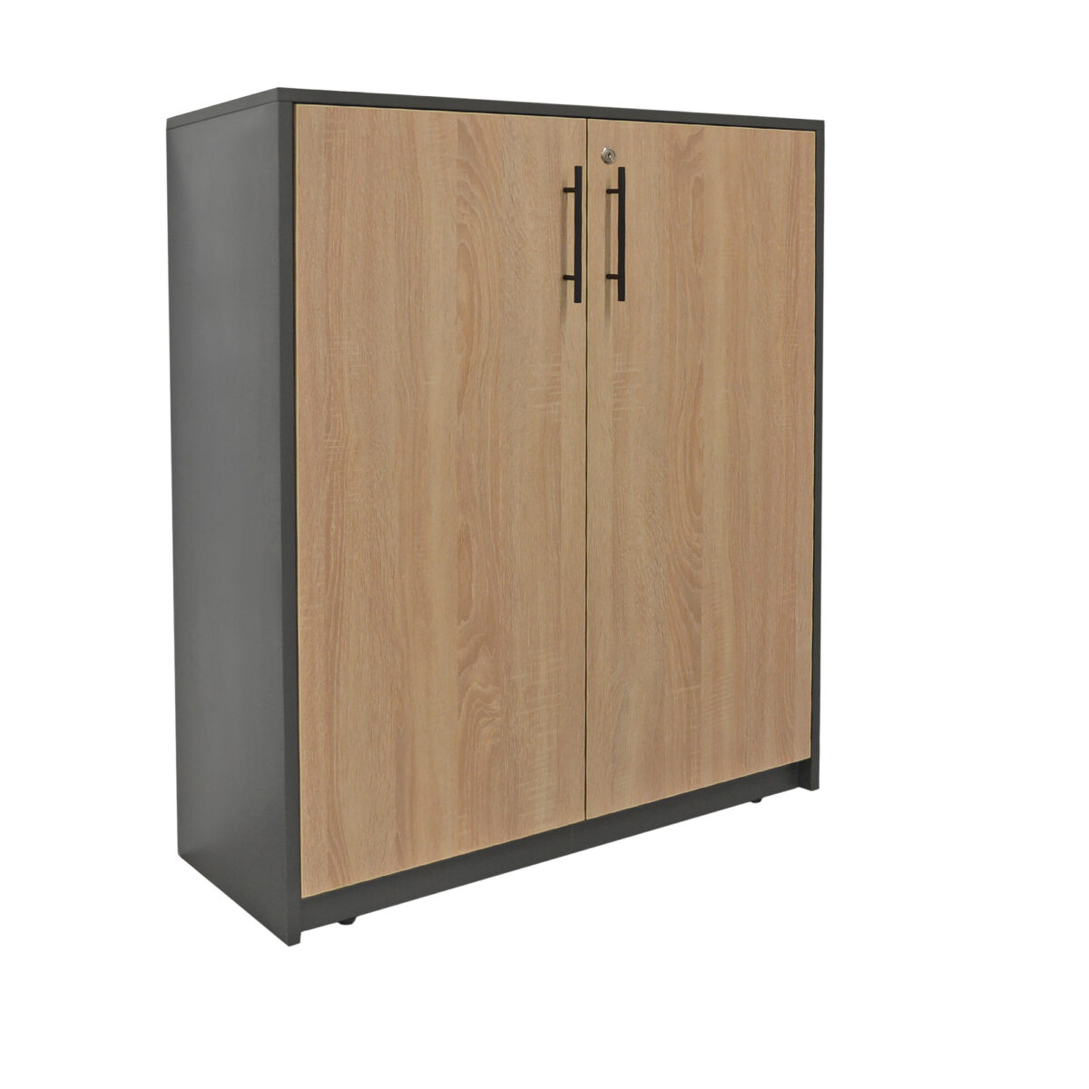 Office Cabinet with 2 Doors Discover the Office Cabinet with 2 Doors from Decoprim, the ideal solution for modern storage. Made from 18 mm melamine MDF, it features soft-close doors and 3 adjustable shelves, perfect for any office or living room. Ideal for organizing office supplies!