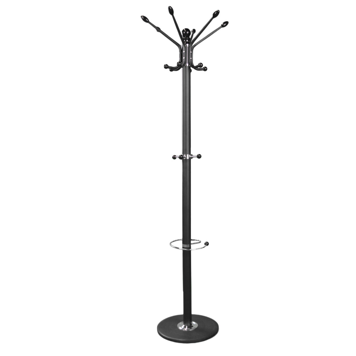 Cuier V-258 Black Descoperiți cuierul V-258 Black, perfect pentru birouri moderne! cu un design elegant din metal, 16 agățători și suport pentru umbrele. Ideal pentru spații publice și private, cu o bază rotundă din marmură. Înalțime de 170 cm și diametru de 37 cm. Adăugați stil și funcționalitate biroului dumneavoastră!