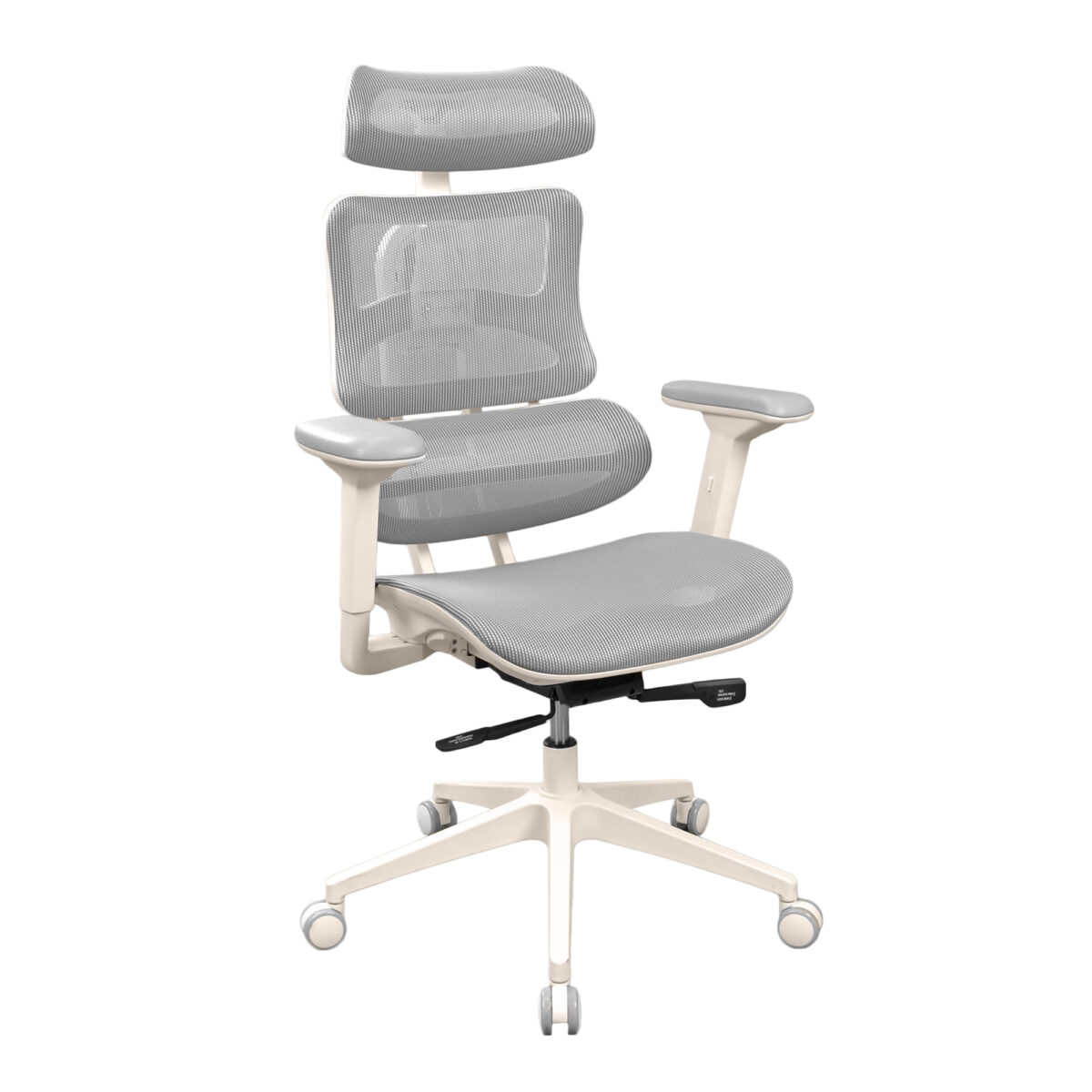 Fotoliu Birou CM-B137AW-4~Grey-White Îmbunătățește-ți productivitatea cu fotoliul de birou CM-B137AW-4 în nuanțe de gri-alb. Construcție din metal și plastic, tapițat cu plasă acrilică, cu mecanisme ajustabile pentru confort optim. Ideal pentru muncă, oferă suport lombar și brațe 3D reglabile.