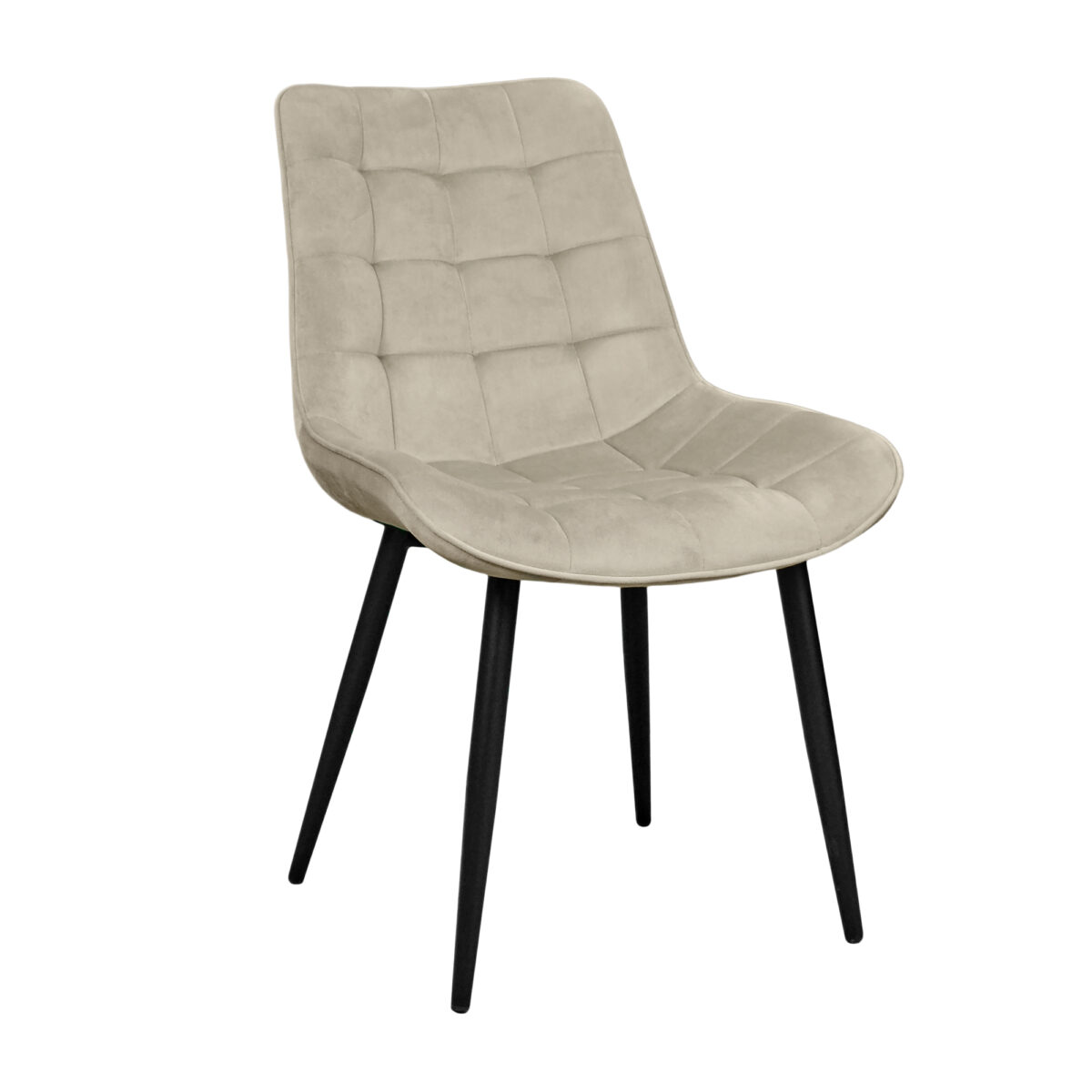 Стул Hans~Catifea Beige HLR9+Black Legs Стул Hans в бежевом цвете сочетает комфорт и стиль. Сиденье из бархата, прочный металлический каркас и защитные пластиковые наконечники - идеальный выбор для вашей кухни или офиса. Доступен в различных цветах: белом, зеленом, сером и черном.