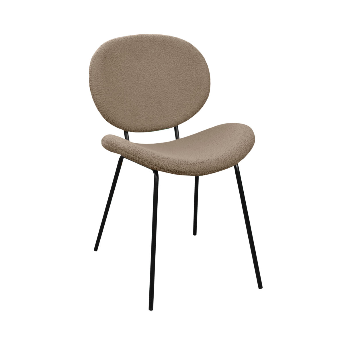Scaun Nordik Brown Descoperă scaunul Nordik Brown, ideal pentru mobilier Horeca și bucătărie. Cu o structură metalică durabilă și tapițerie din țesătură bouclé, acest scaun combină confortul cu eleganța. Înălțimea ideală și designul sofisticat îl fac perfect pentru orice spațiu. Alege Nordik pentru un plus de stil!