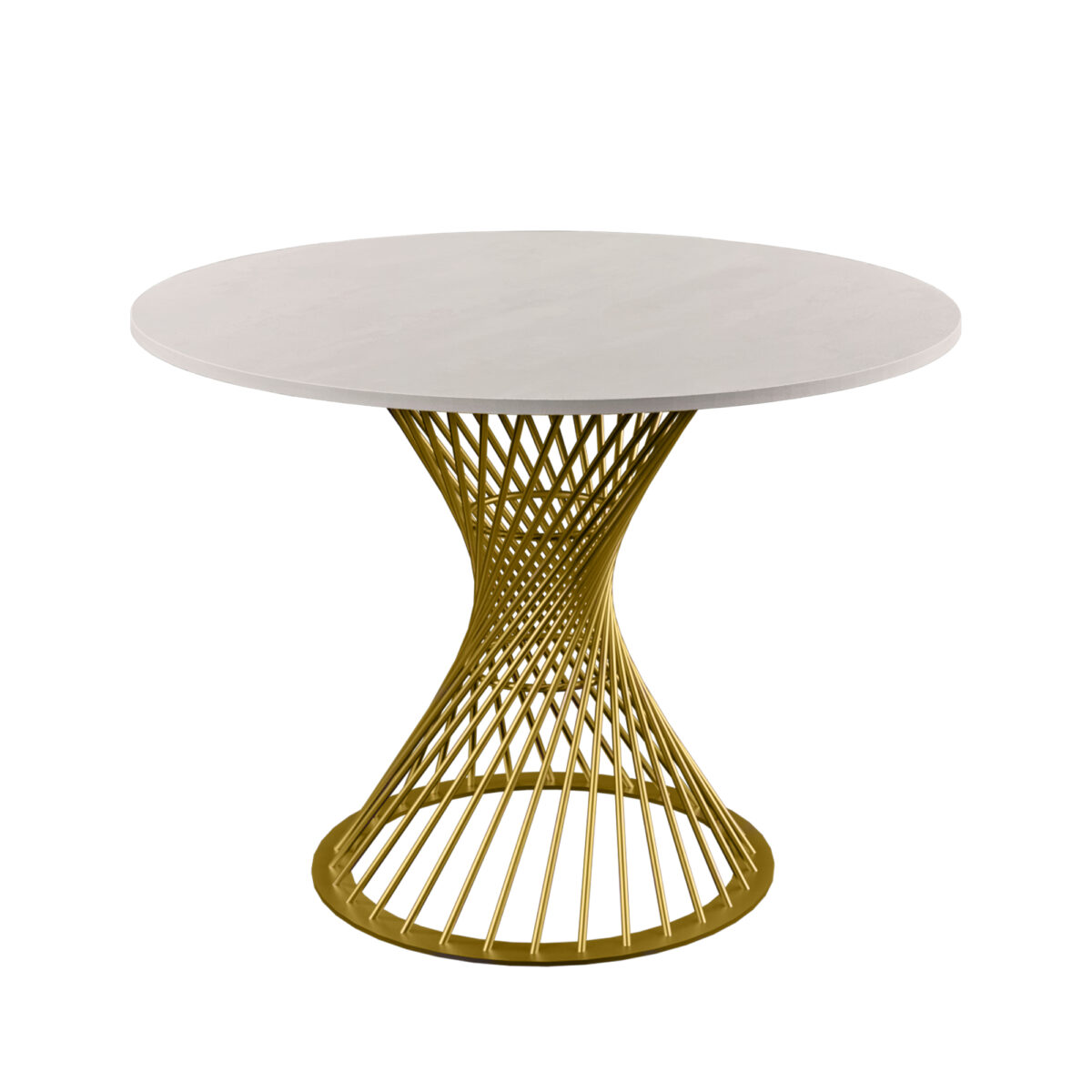Masă FELICIA  Mătase+Golden Leg ∅100 Descoperiți masa FELICIA, elegantă și modernă, cu un design din mătase și picioare aurii. Perfectă pentru bucătăria dumneavoastră, cu un diametru de 100 cm. Aduce un plus de stil și rafinament oricărei încăperi. Alegeți confortul și eleganța!