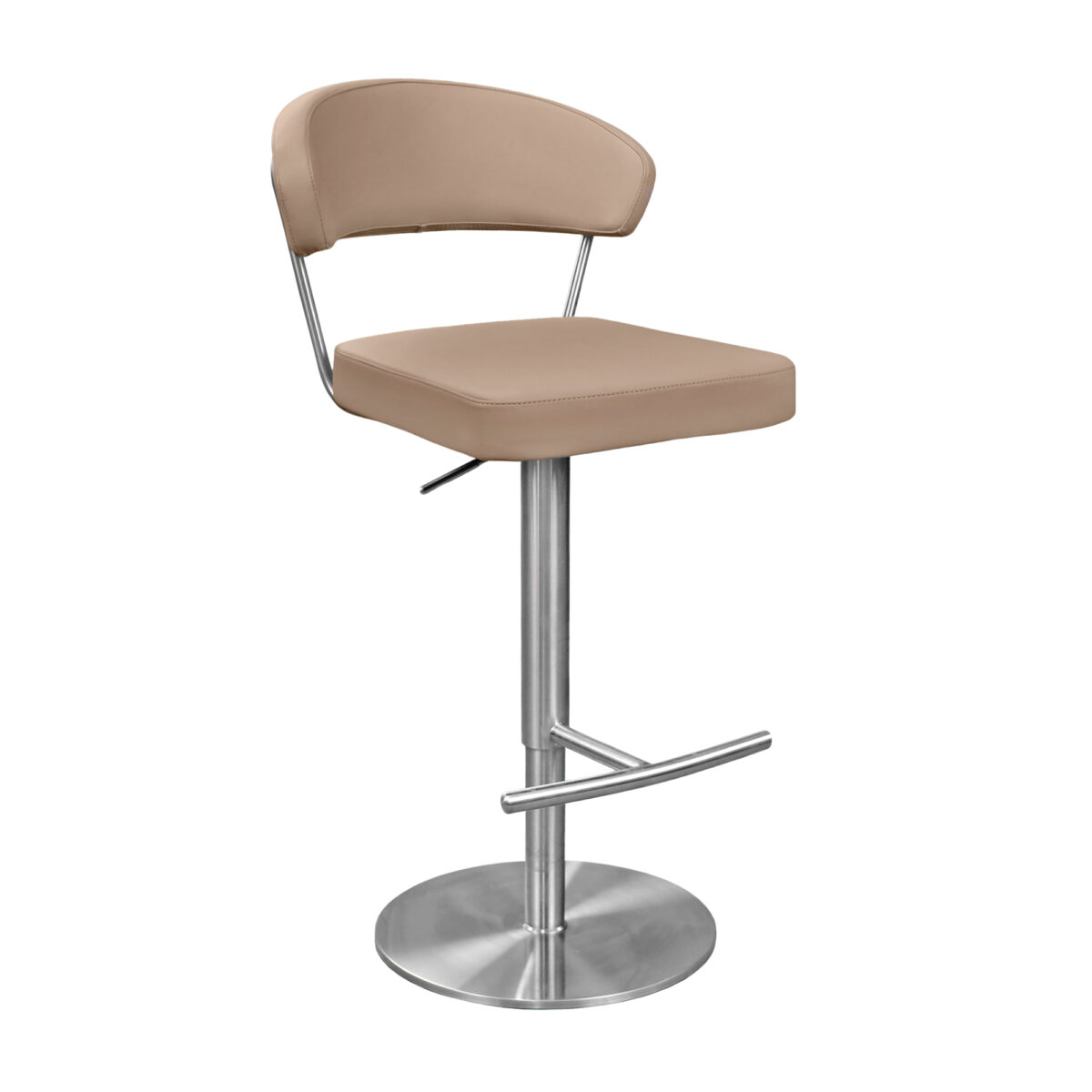 Senior Beige Grey Bar Stool Discover the Senior Beige Grey bar stool, perfect for any bar or kitchen. With a modern design, upholstered in eco-leather, a chrome base, and a swivel mechanism, it brings comfort and elegance. Ideal for relaxation, it includes lumbar support and has a weight capacity of 120 kg. Add style to your space!