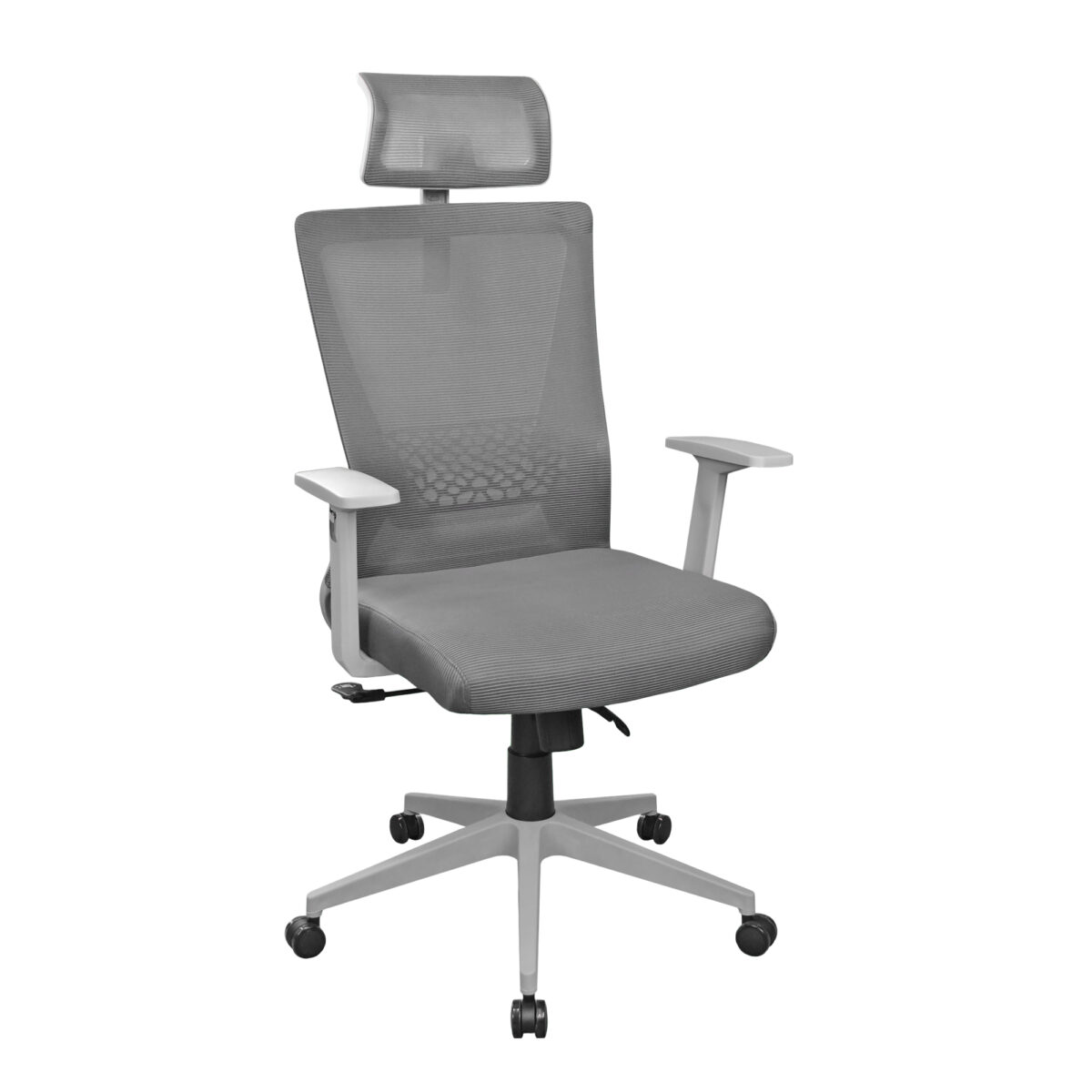 Fotoliu Birou COOPER~Grey Descoperă fotoliul de birou COOPER în nuanța gri, ideal pentru a lucra productiv. Confortabil și ajustabil, cu mecanism Anyfix și suport tetieră, oferă relaxare maximă. Perfect pentru orice birou!