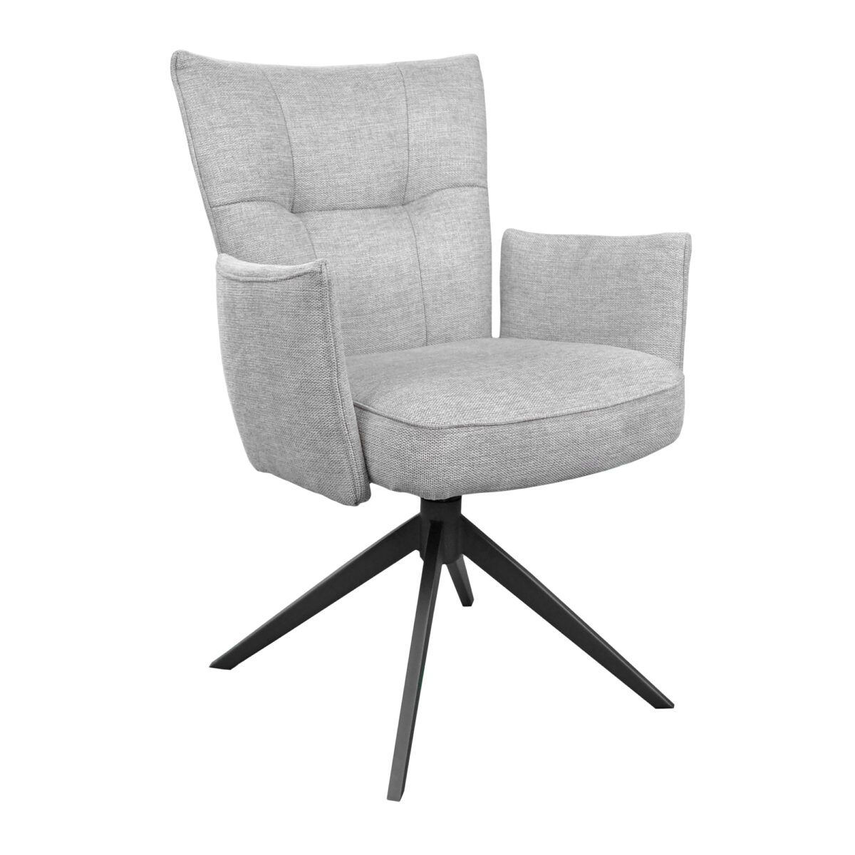 Стул BLANC PLUS Light Grey Кухонный стул BLANC PLUS Light Grey объединяет элегантный дизайн и комфорт. Изготовленный из прочной фанеры и обитый серой тканью, он идеально впишется в ваш интерьер. Ножки из металла обеспечивают стабильность, а механизм вращения на 360 градусов добавляет удобства.