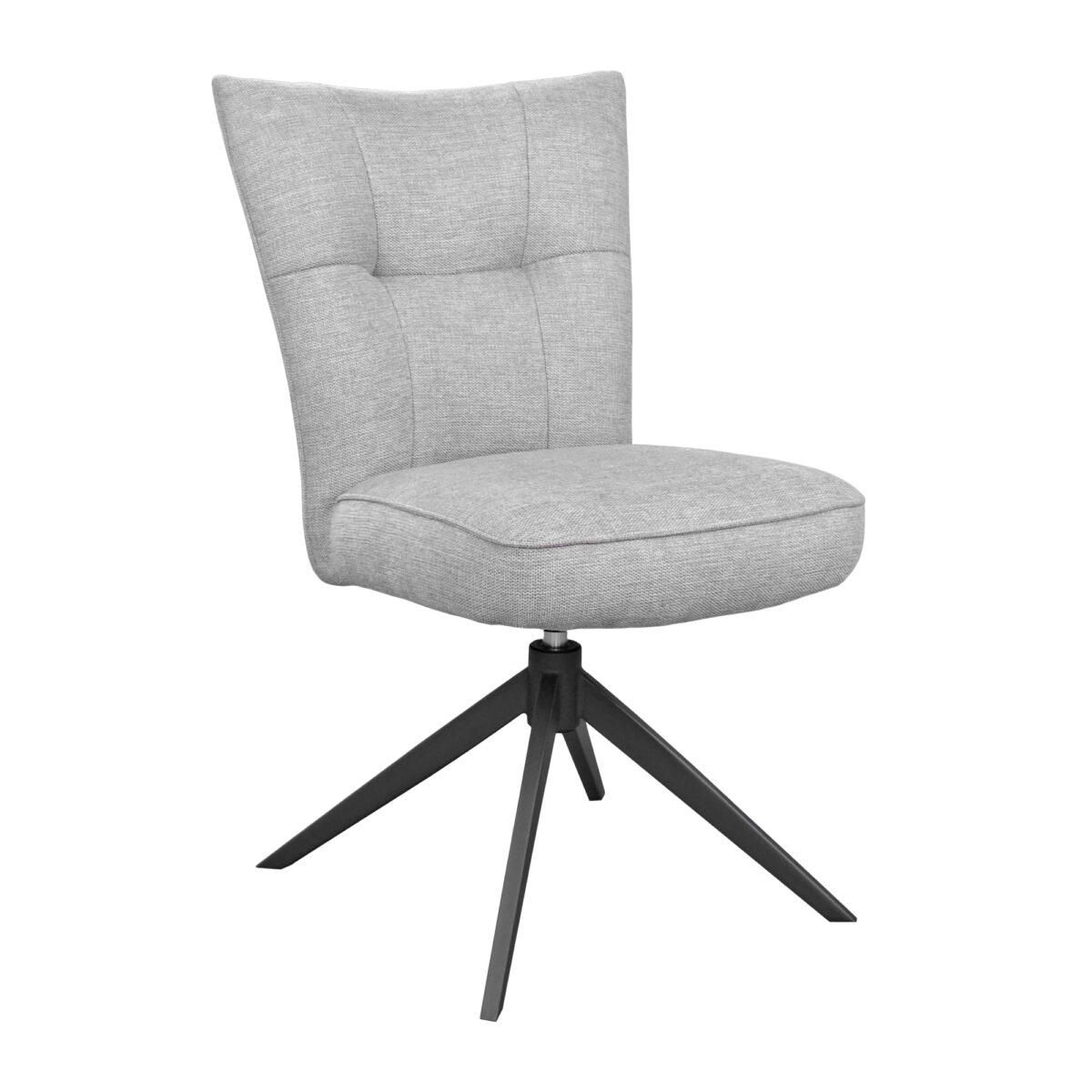 Scaun BLANC Light Grey Descoperă scaunul BLANC Light Grey, perfect pentru bucătăria ta! Elegant și confortabil, cu un corp din placaj și tapițerie gri de lux, acest scaun adaugă rafinament oricărui spațiu. Picioarele din metal asigură durabilitate, iar mecanismul rotativ oferă versatilitate.