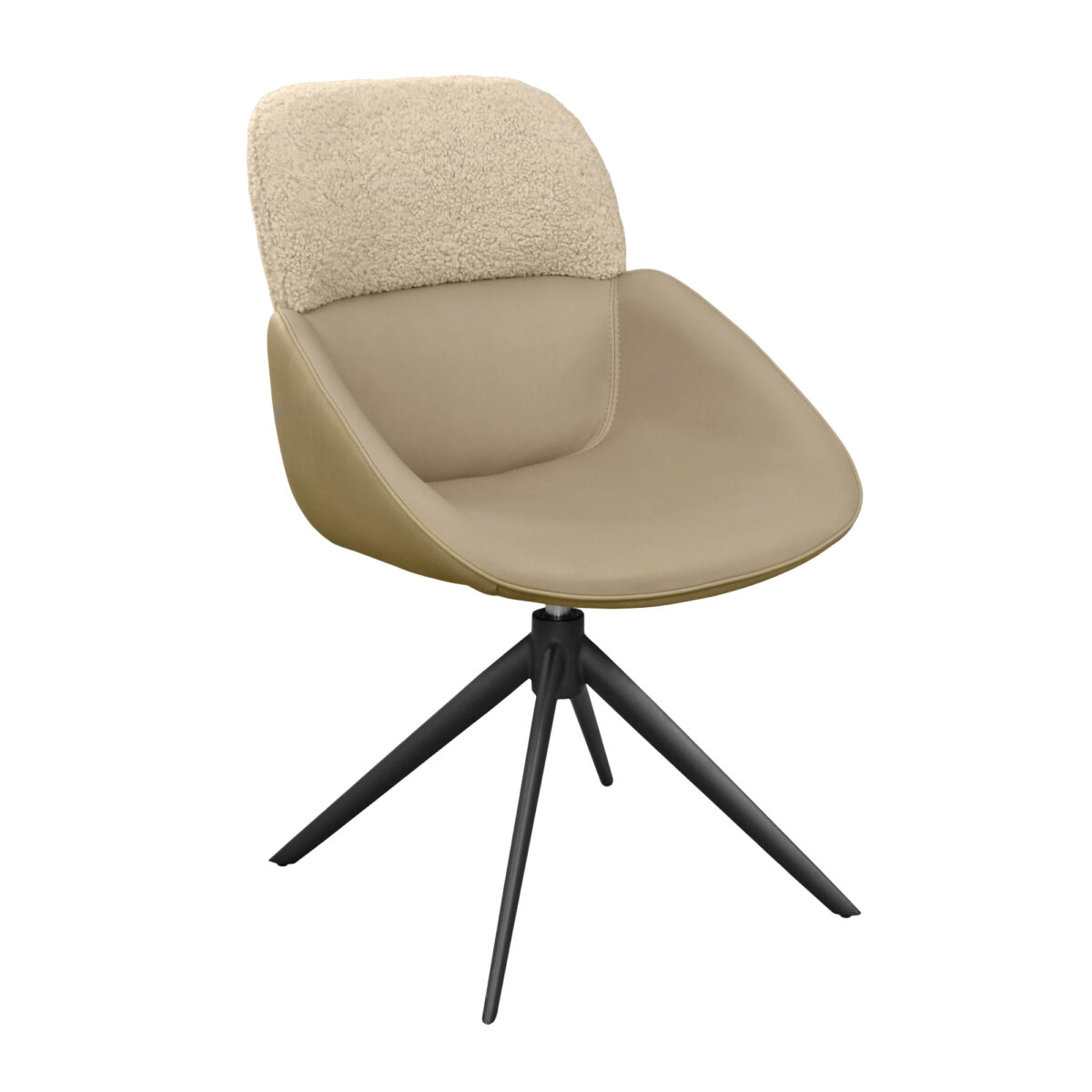 Scaun Jersen~Beige+Marley Descoperiți scaunul JERSEN Beige, o piesă modernă de mobilier pentru bucătărie, ce îmbină confortul cu un design sofisticat. Tapițerie de calitate superioară din piele eco și stofa boucle, cadru metalic, rotativ 360°. Ideal pentru orice stil de amenajare!